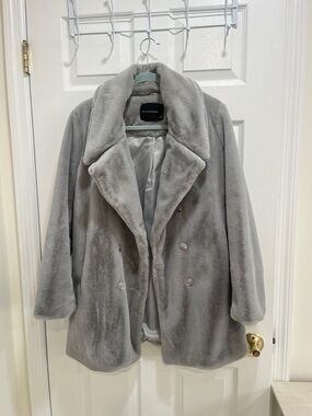 Olivaceous Plush Teddy Coat in Light Gray